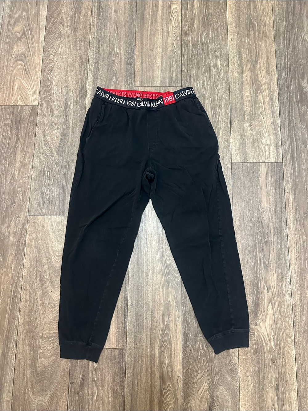 Calvin Klein Black and Red Logo Waist Joggers